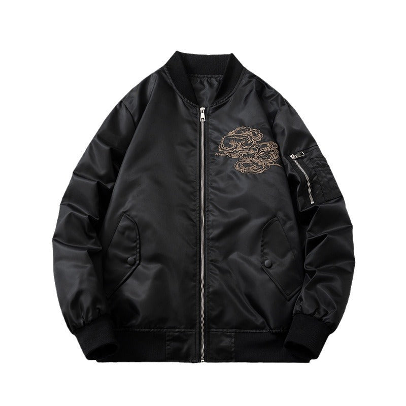 Men Vintage Jackets Guochao Vintage Dragon Embroidered Jacket Flight Suit Baseball Suit