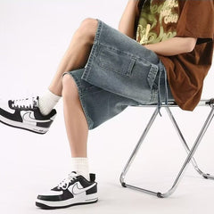 Men Jeans Denim Shorts Men's Summer Casual Wide-Leg Pants