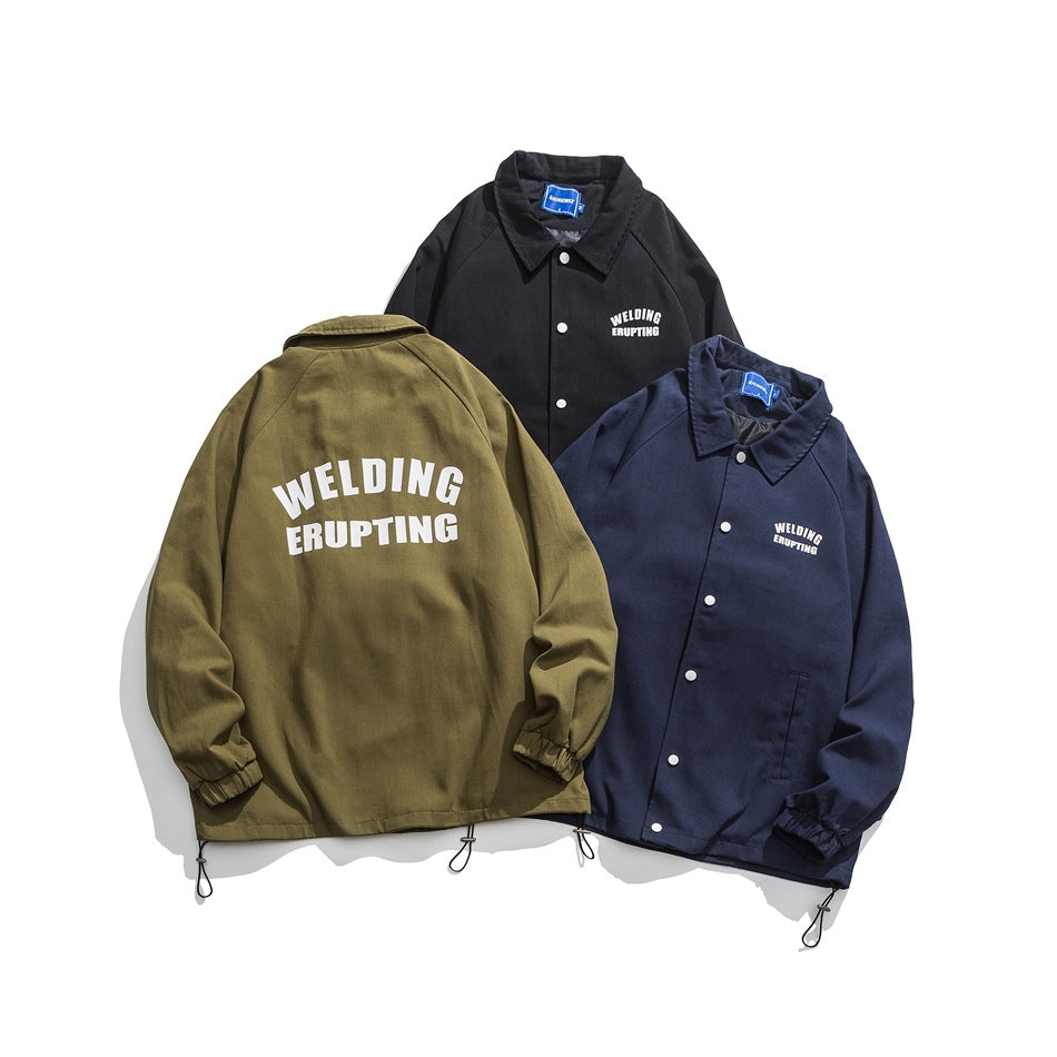 Unisex Jacket Overalls Men's and Women's Loose Lapels Coach Jacket