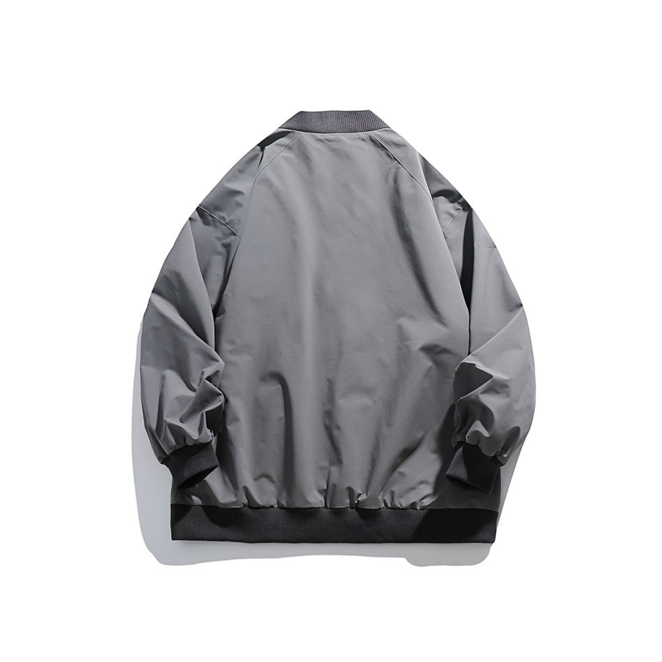 Unisex Jacket Loose Pockets Decorative Baseball Collar Jacket