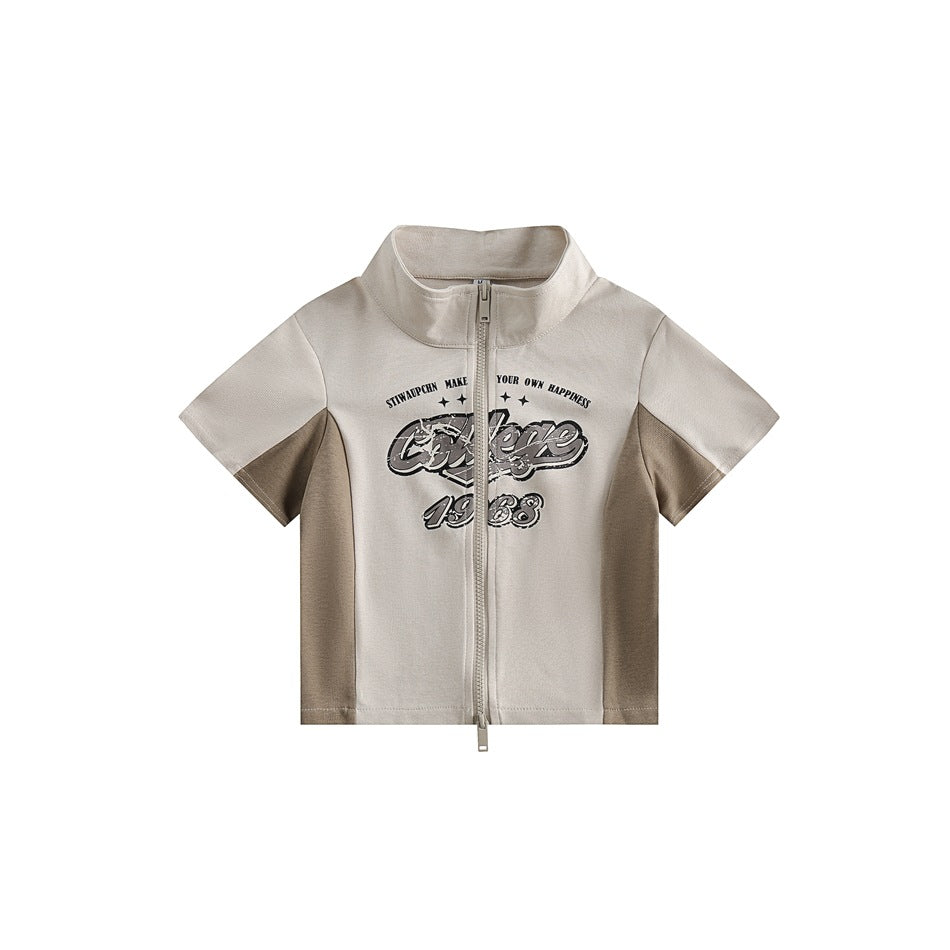 Unisex Jacket Retro Biker's Style Short Stand Collar Coat