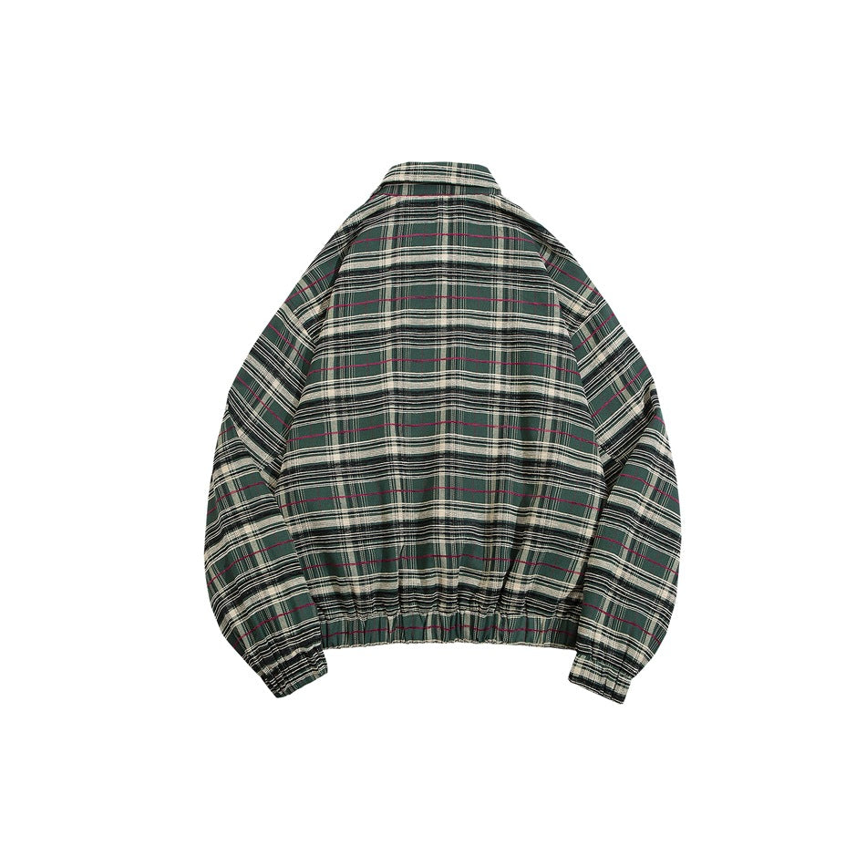 Unisex Jacket Vintage Plaid Lapel Jacket for Men and Women Loose Overalls