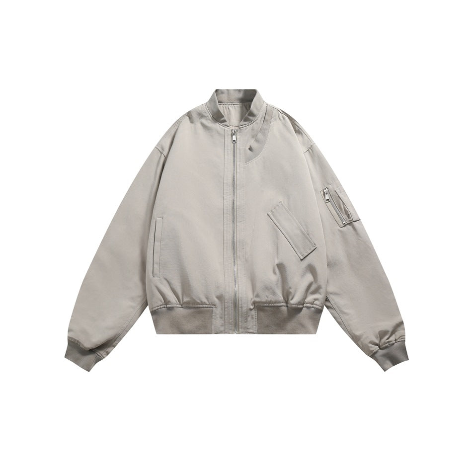 Unisex Jacket Vintage Baseball Jacket Loose Flight Jacket