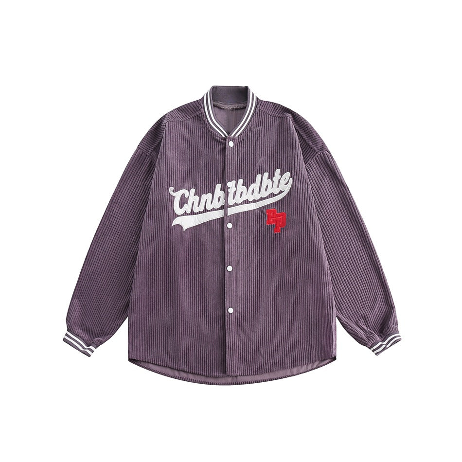 Unisex Jacket Vintage Baseball Jacket Men's and Women's Loose Corduroy Coat