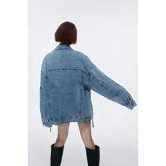 Unisex Jacket Vintage Rivet Washed Denim Jacket