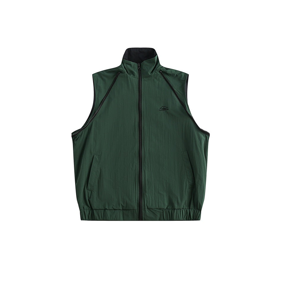 Unisex Jacket Stand-up Collar Sports Jacket Loose Splicing Coat