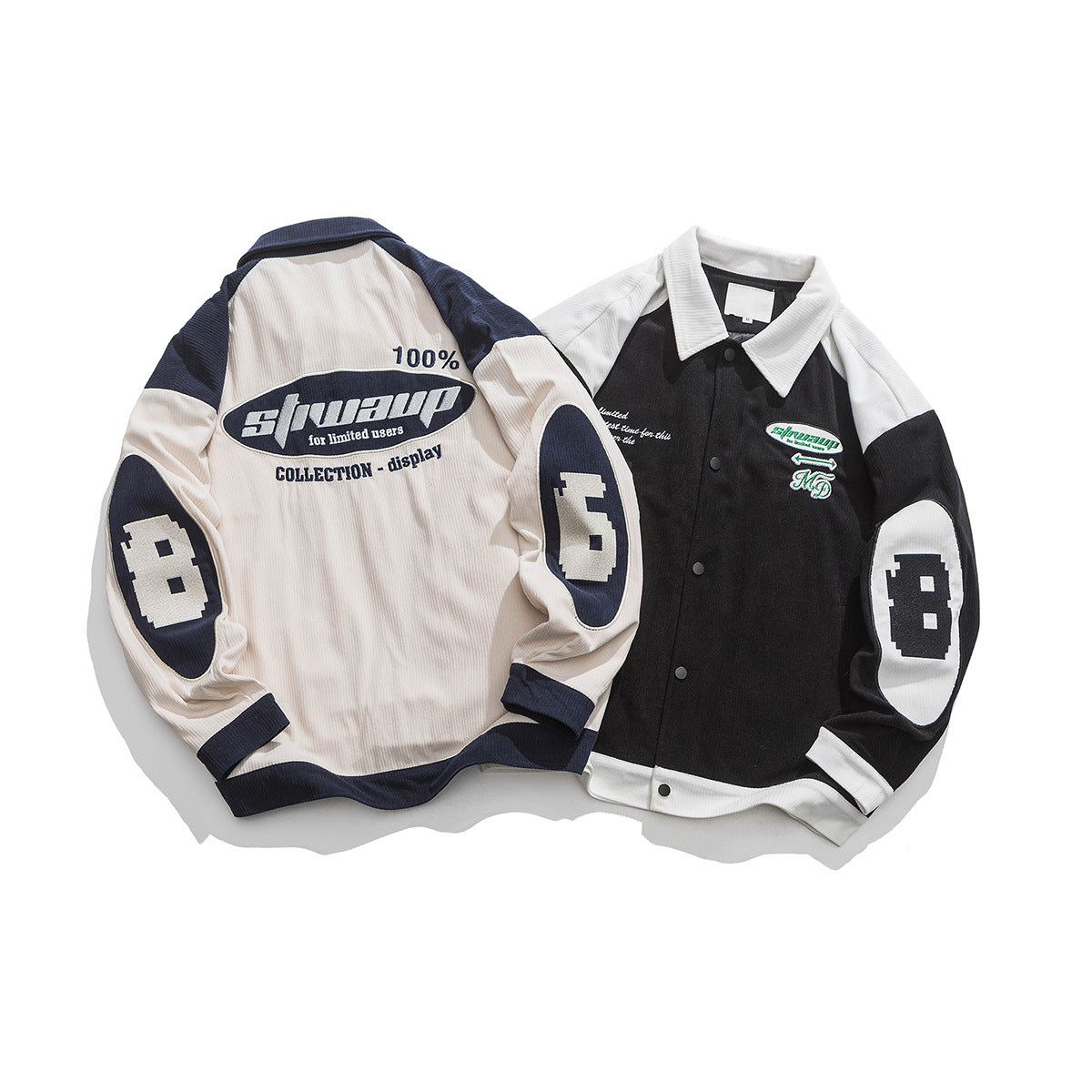 Unisex Jacket Embroidered Multi-Color Coat Loose Motorcycle Jacket