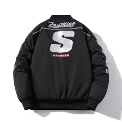 Mens Vintage Jackets Vintage Embroidered Baseball Jacket Flight Jacket