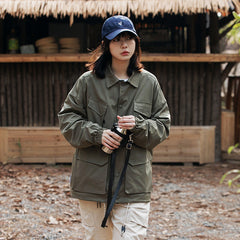 Unisex Jacket Vintage Coat Men's and Women's Loose Multi-Pocket Workwear Jacket