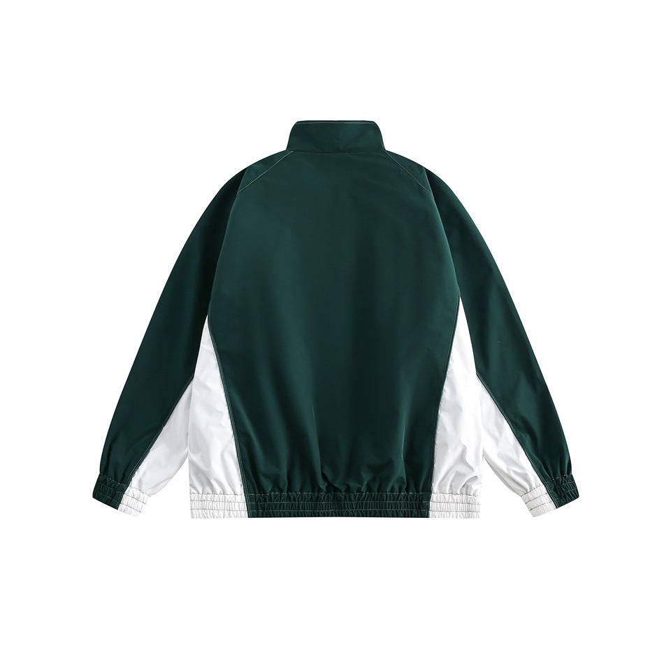 Unisex Jacket Spring and Autumn Vintage Sports Jacket for Men and Women Couple Splicing Coat