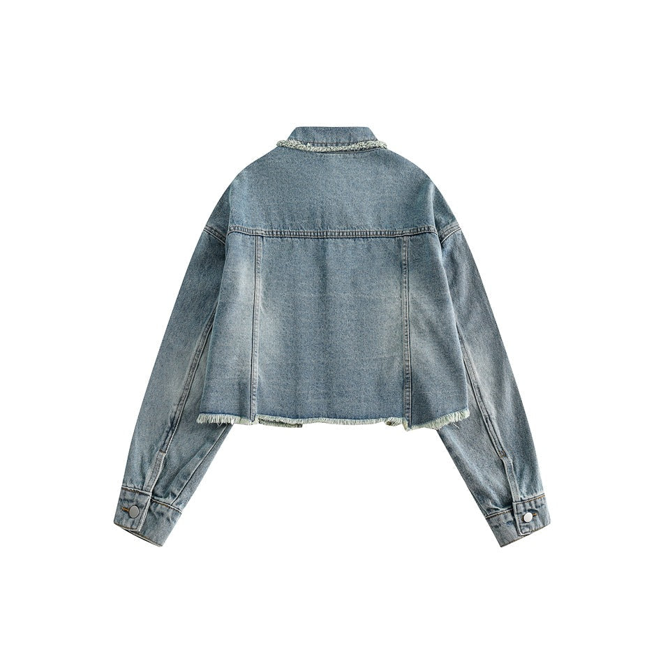 Unisex Jacket Retro Washed Denim Jacket Baggy Coat
