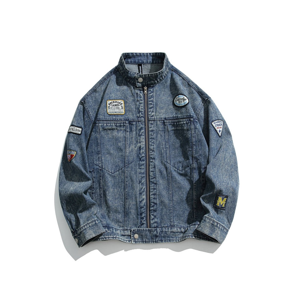 Unisex Jacket Vintage Denim Jacket Men's and Women's Same Washed Jacket Coat