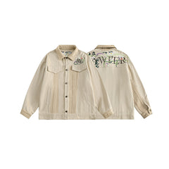 Unisex Jacket Vintage Spring and Autumn Coat Loose Embroidered Jacket