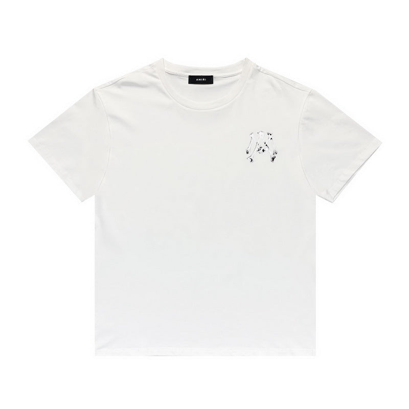 Amiri T Shirt Printed Casual Hip Hop round Neck Short Sleeve T-shirt