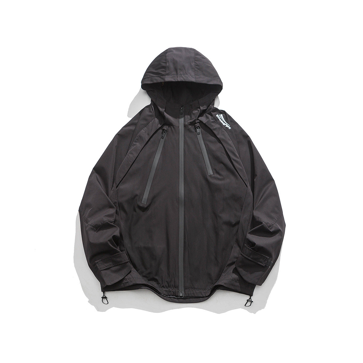 Unisex Jacket Mechanical Style Men's Assault Jacket Loose Oblique Zipper Hooded Jacket Windproof Jacket