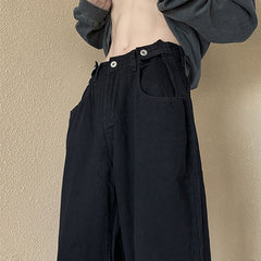 Men Jeans Black Vintage Jeans Oversize Overalls