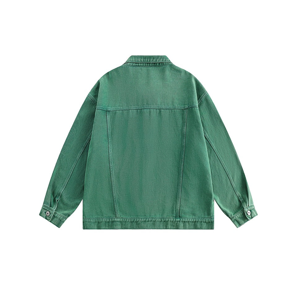 Unisex Jacket Spring and Autumn Denim Jacket Men and Women Couple Loose Casual Polo Collar Jacket
