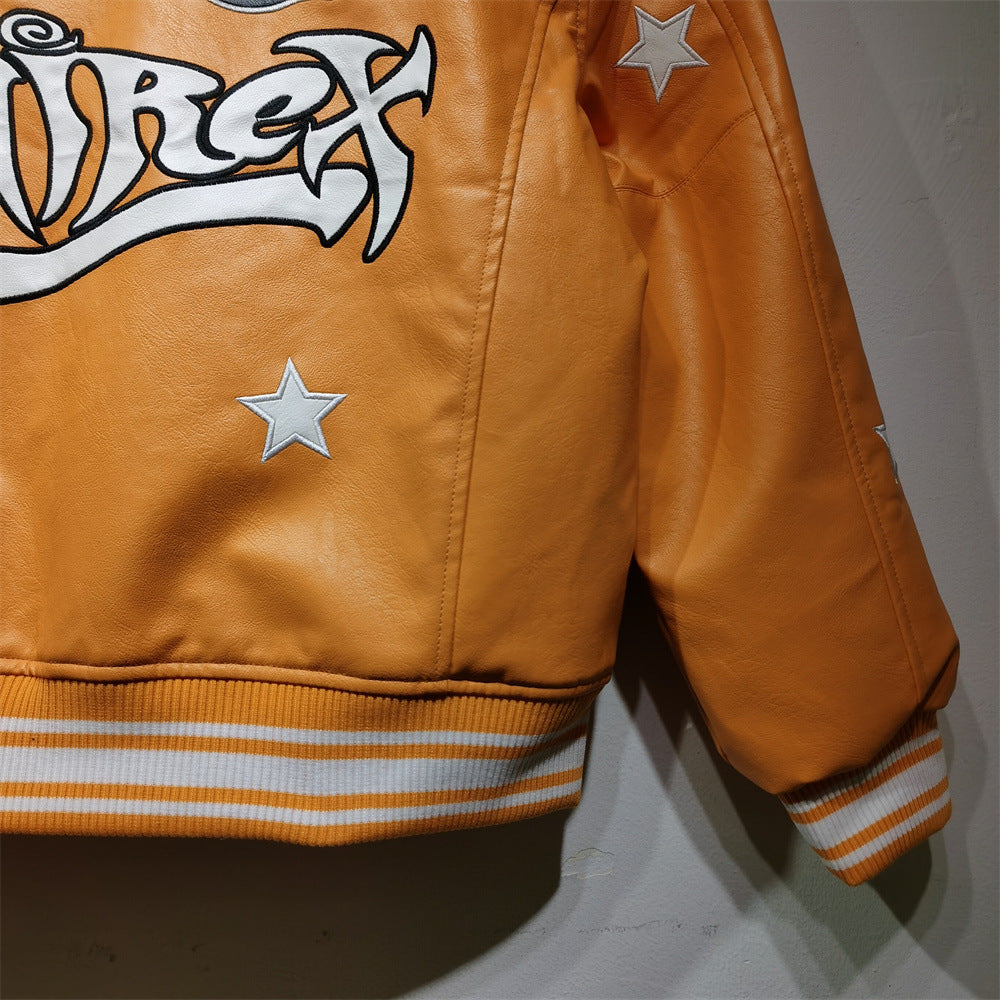 Hellstar Jacket Avirex X Hellstar Leather Jacket Loose Hip Hop