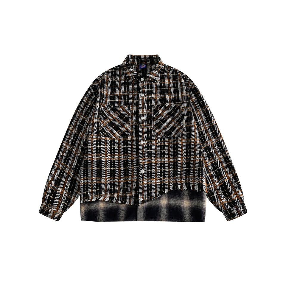 Unisex Jacket Vintage Scottish Plaid Stitching Jacket Men and Women Couple Jacket