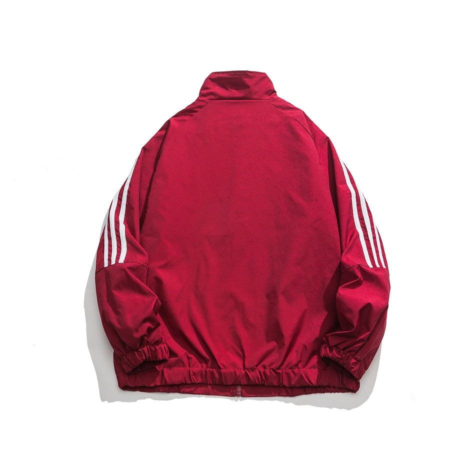 Unisex Jacket Vintage Cardigan Stand Collar Sports Jacket