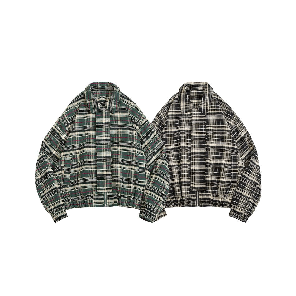 Unisex Jacket Vintage Plaid Lapel Jacket for Men and Women Loose Overalls