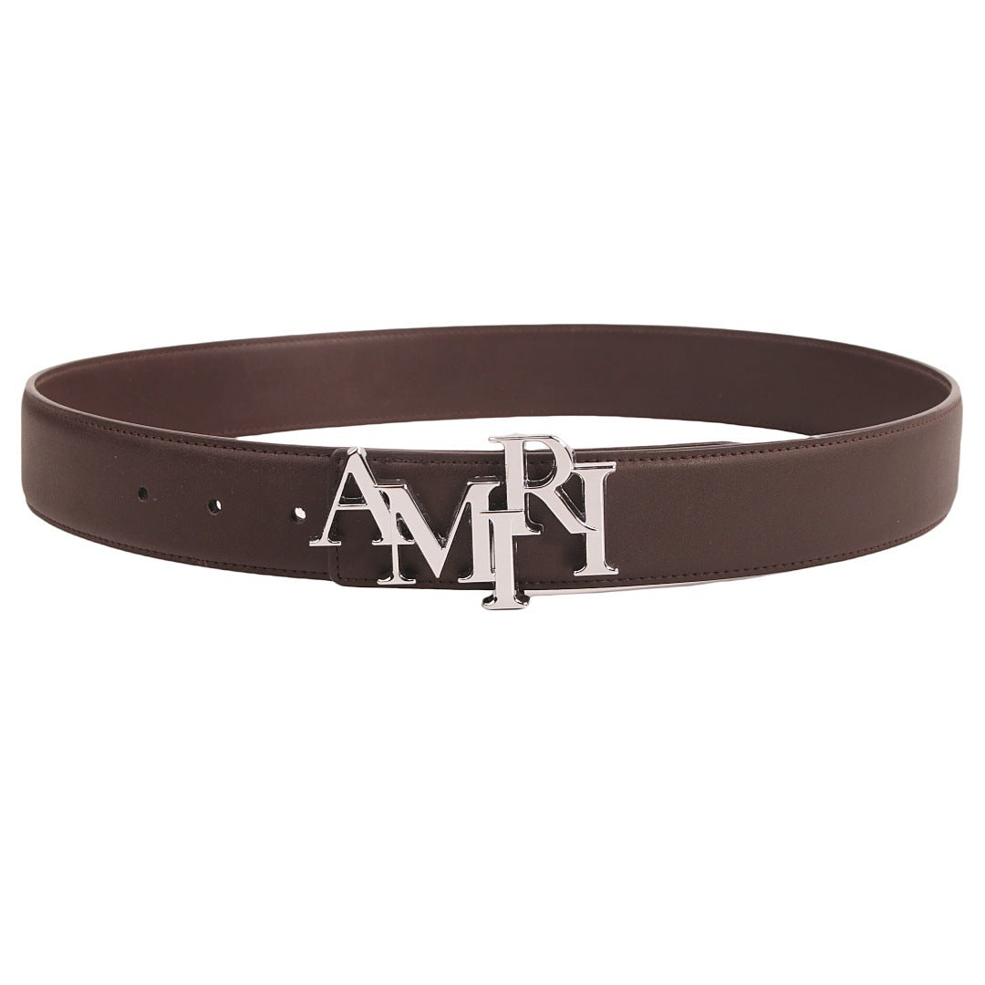 Amiri Belt Cross-border Popular Men's Belt Smooth  Neutral belt casual with jeans shipped with boxBuckle Letter Belt Youth Plaid Belt Trendy Casual Belt