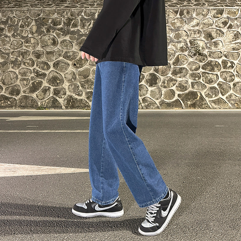Men Jeans Loose Wide Leg Pants Spring Straight-Leg Trousers Men