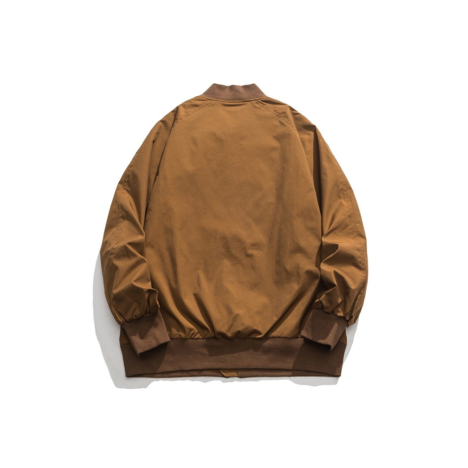 Unisex Jacket Loose Retro Baseball Collar Jacket Men and Women Same Style Spring and Autumn Coat