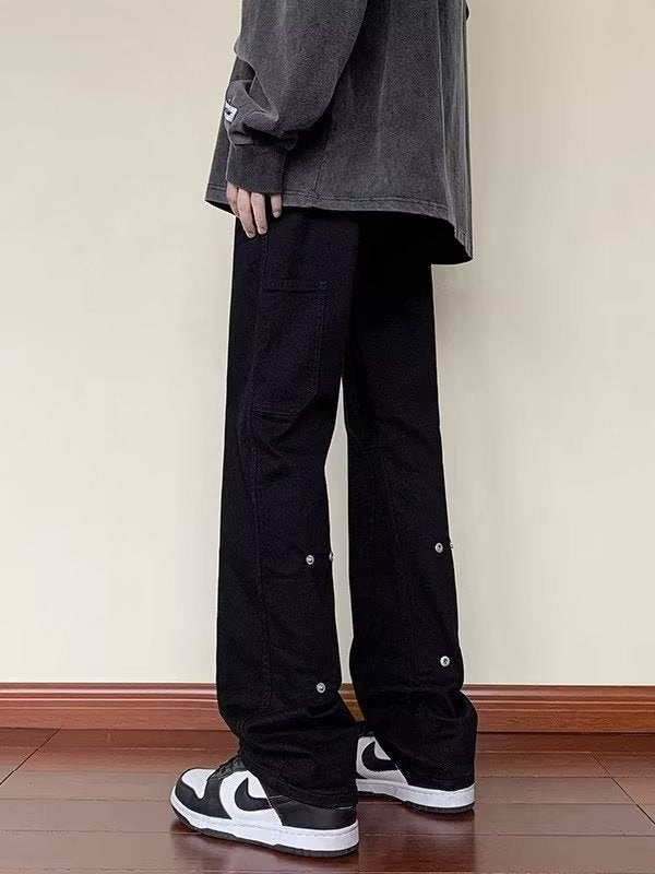 Men Jeans Spring and Autumn Straight-Leg Pants Loose Flared Trousers