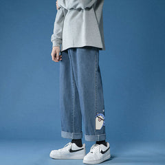 Men Jeans Summer Baggy Straight Trousers