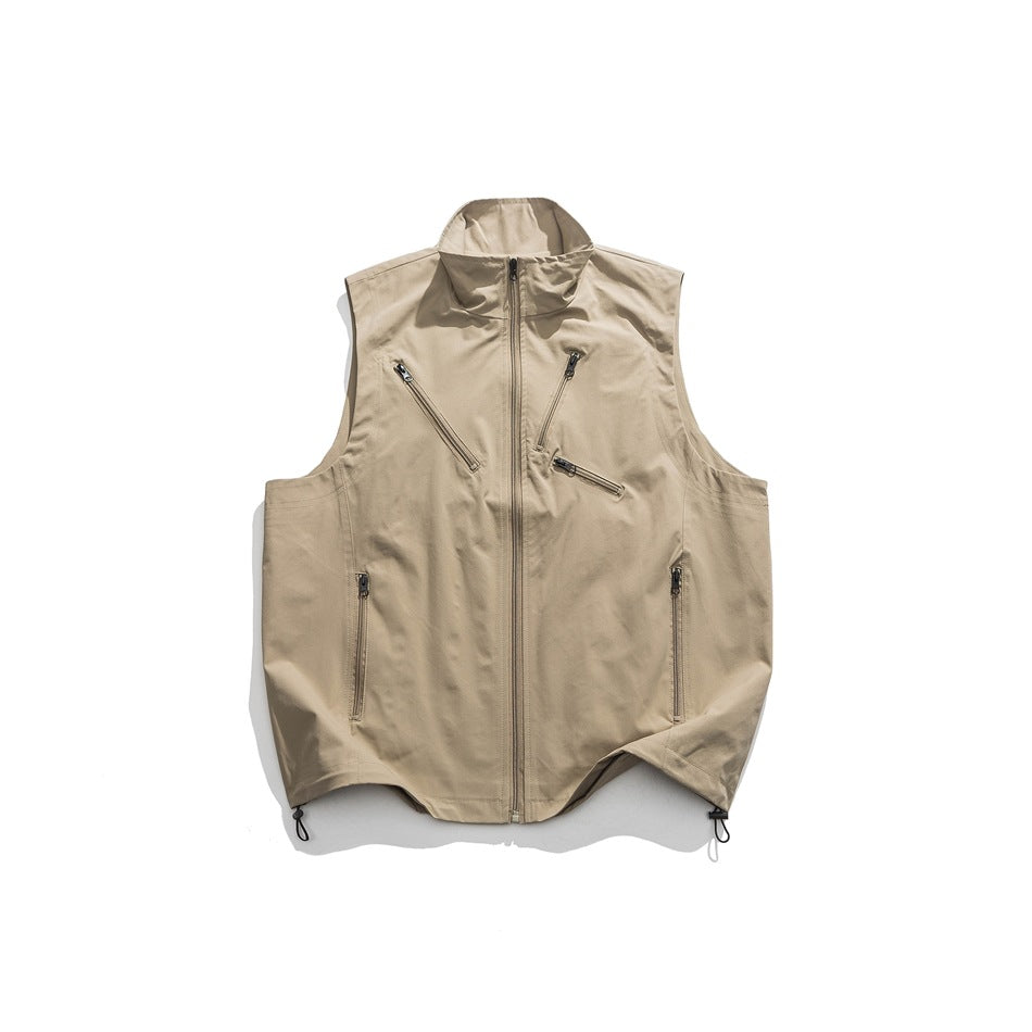 Unisex Jacket Stand Collar Vest Man Loose Mechanical Style Coat