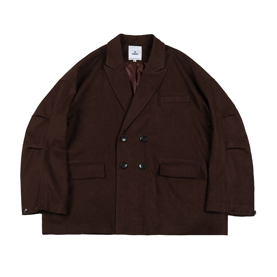 Unisex Jacket Vintage Leisure Suit Corduroy Workwear Jacket Men's Loose Spring and Autumn Coat