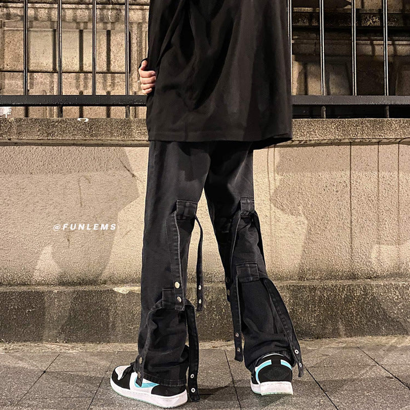 Men Jeans Autumn Retro Baggy Straight Trousers