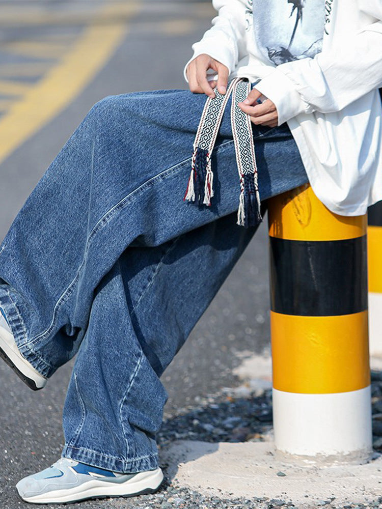 Men Jeans Vintage Jeans Men's Loose plus Size Oversize Pants Straight Wide Leg Pants