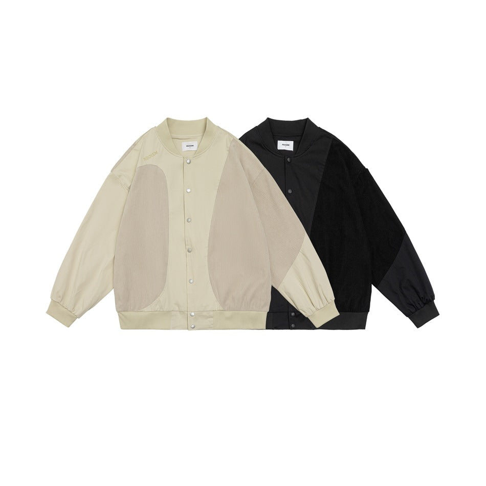 Unisex Jacket Retro Patchwork Baseball Jacket Coat