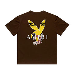 Amiri T Shirt Yellow Rabbit Head Beauty Casual Round Neck