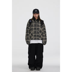 Unisex Jacket Vintage Plaid Coat Men's and Women's Loose Cargo Jacket