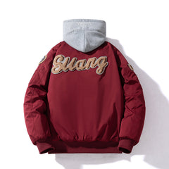 Mens Vintage Jackets Baseball Jacket Hooded Flight Suit Cotton Jacket