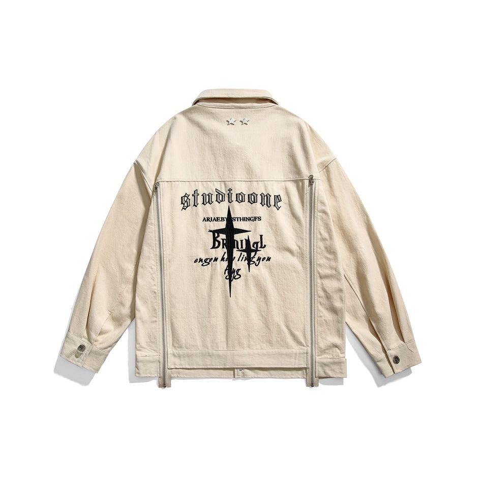 Unisex Jacket Vintage Zipper Loose Jacket