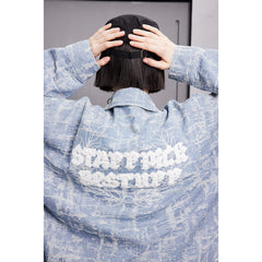 Unisex Jacket Spring and Autumn Denim Jacket Men and Women Couple Loose Lapels Jacket