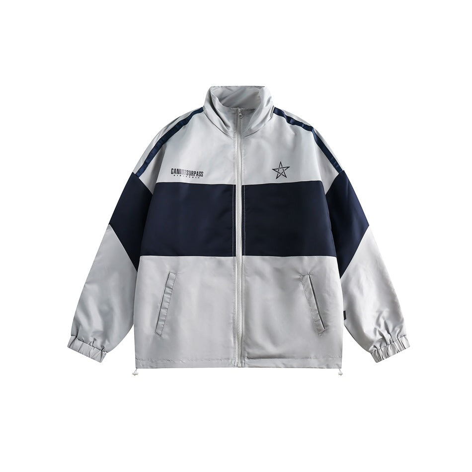 Unisex Jacket Vintage Color Matching Sports Jacket Men's and Women's Spring and Autumn Models Coat