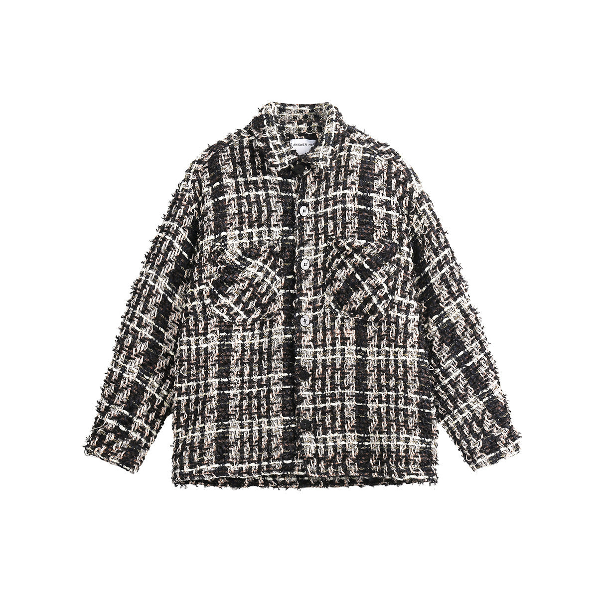 Unisex Jacket Vintage Coat Spring and Autumn Loose Plaid Wool Top
