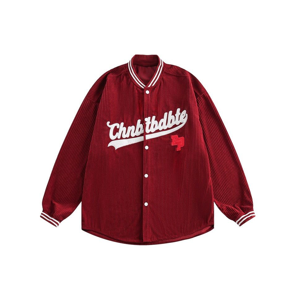 Unisex Jacket Vintage Baseball Jacket Men's and Women's Loose Corduroy Coat