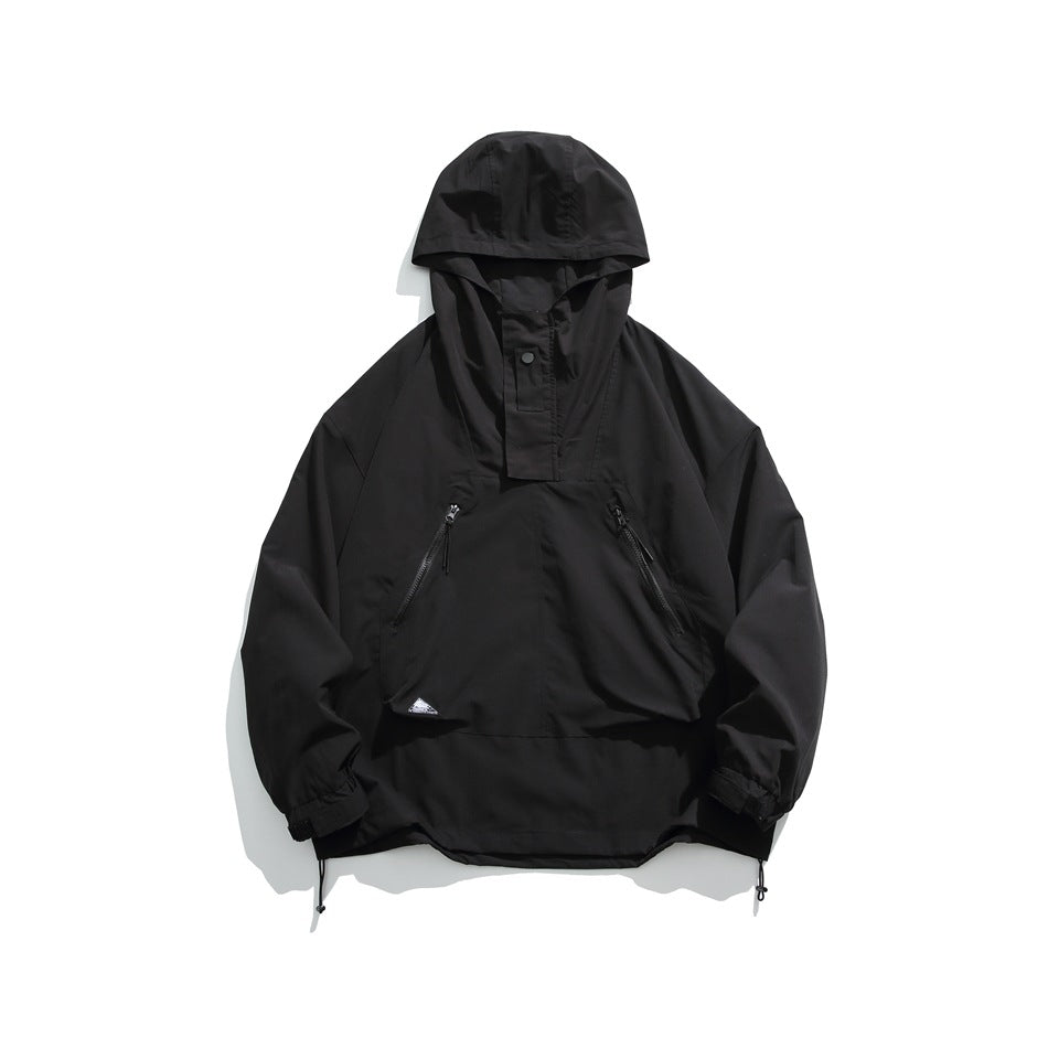 Unisex Jacket Shell Jacket Casual Hooded Coat Loose Windproof Jacket