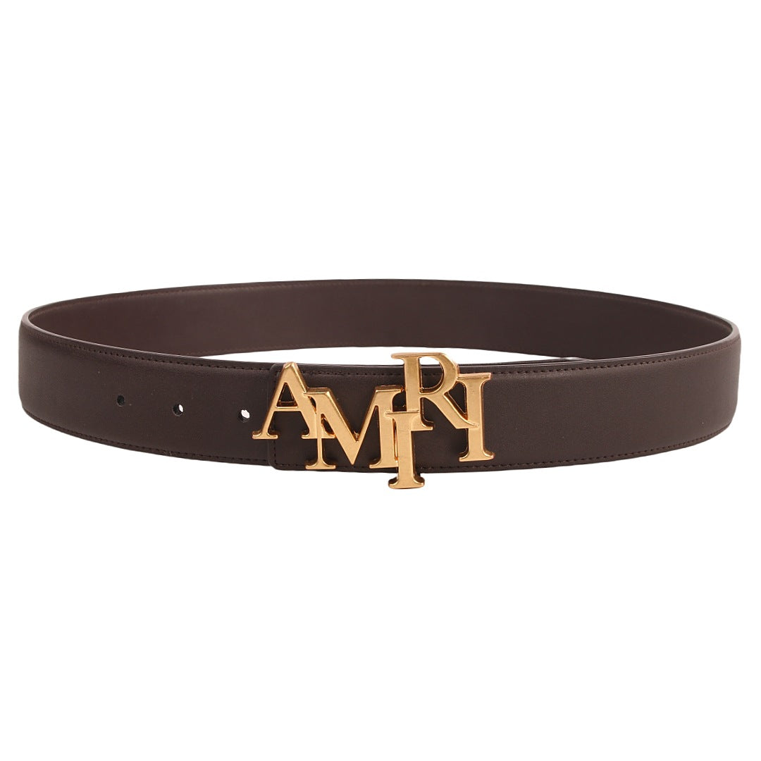 Amiri Belt Cross-border Popular Men's Belt Smooth  Neutral belt casual with jeans shipped with boxBuckle Letter Belt Youth Plaid Belt Trendy Casual Belt