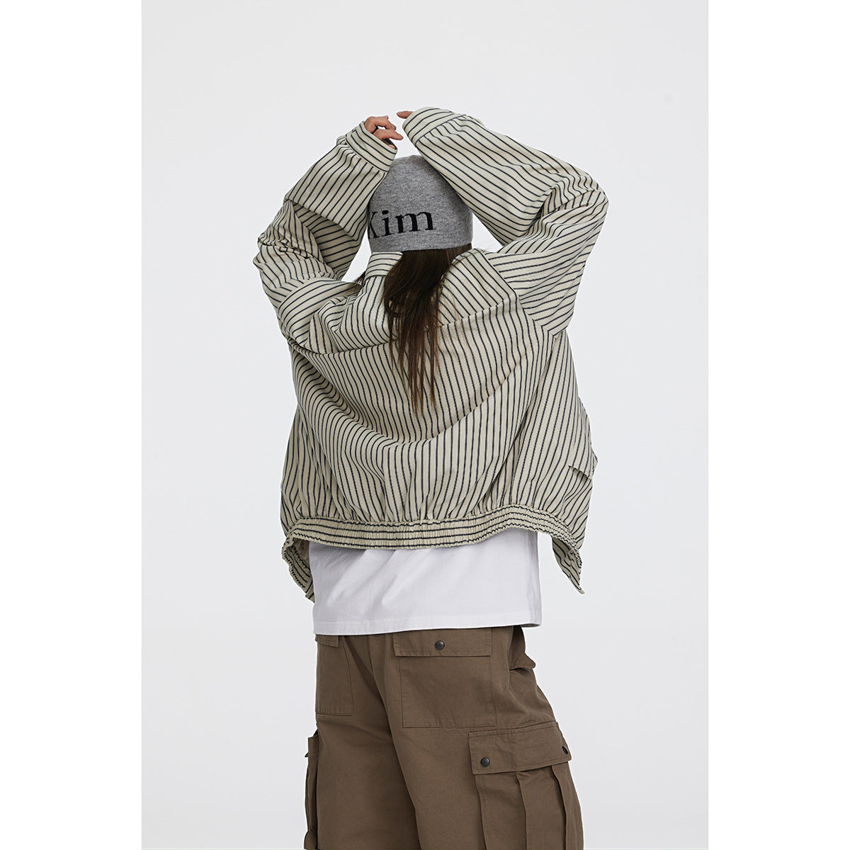 Unisex Jacket Autumn Vintage Stripe Jacket Loose Overalls