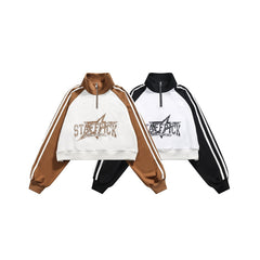 Unisex Jacket Vintage Sports Sweater Jacket Men's and Women's Stand Collar Jacket