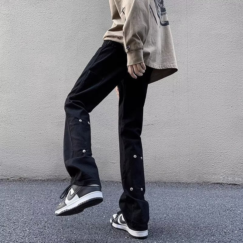 Men Jeans Slightly Flared Jeans Slim-Fitting Straight Pants