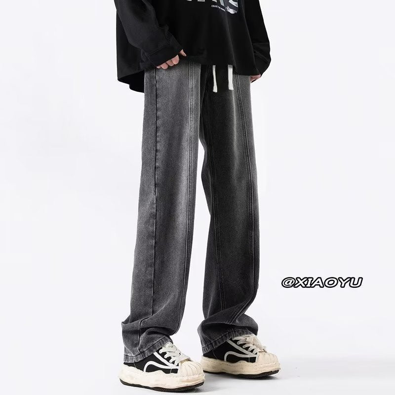Men Jeans Retro Washed Jeans Spring Oversize Loose Straight Trousers