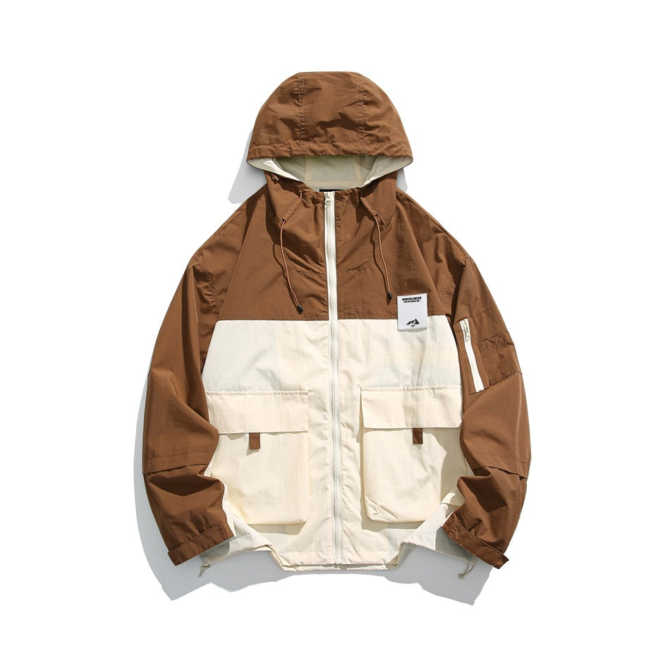 Unisex Jacket Vintage Shell Jacket Loose Hooded Coat Men's and Women's Jacket